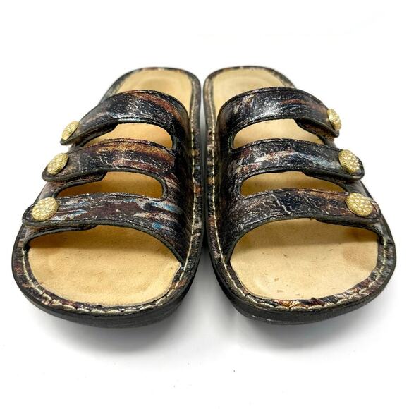 Alegria Fiona Sandal 38 Black Brown Earthen Metallic Rhinestones EUC - Picture 2 of 8